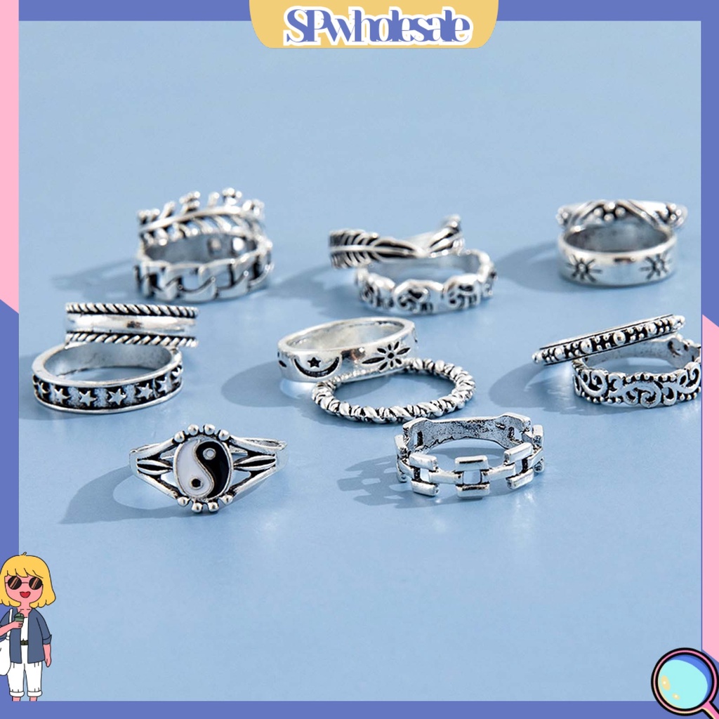 &lt;SPwholesale&gt; Set 14 Nhẫn Đeo Khớp Ngón Tay Thái Cực Quyền Tinh Tế Phù Hợp Với Mọi Phong