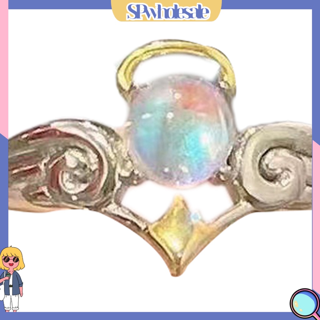 &lt;SPwholesale&gt; Nhẫn Cặp Đính Đá Mặt Trăng Nhân Tạo Lấp Lánh