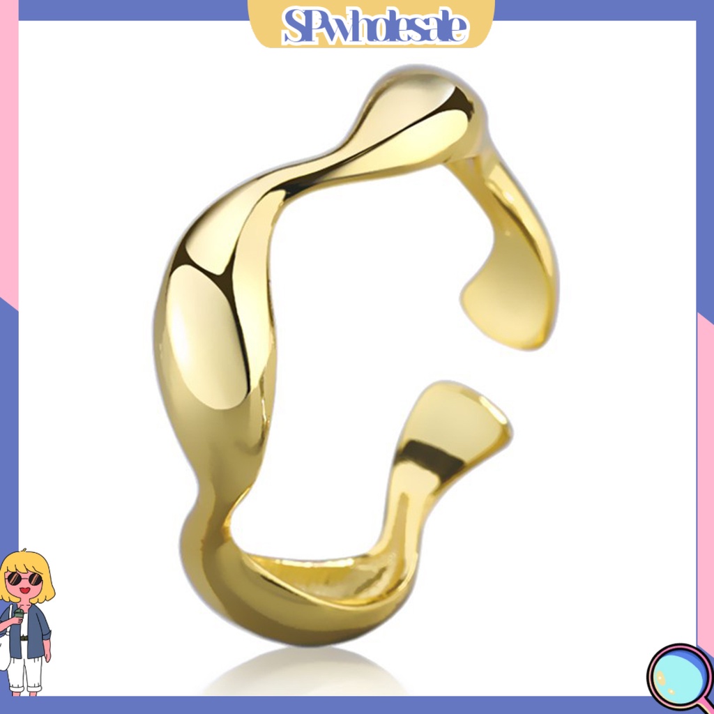 &lt;SPwholesale&gt; Nhẫn Đính Hôn Trơn Mịn Hình Học Có Thể Điều Chỉnh Màu Sắc Trang Sức