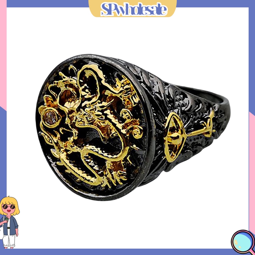 &lt;SPwholesale&gt; Nhẫn Mạ Vàng Hai Tông Hình Học Trung Hoa Cổ Điển Làm Quà Tặng Trang Sức Cho Nam