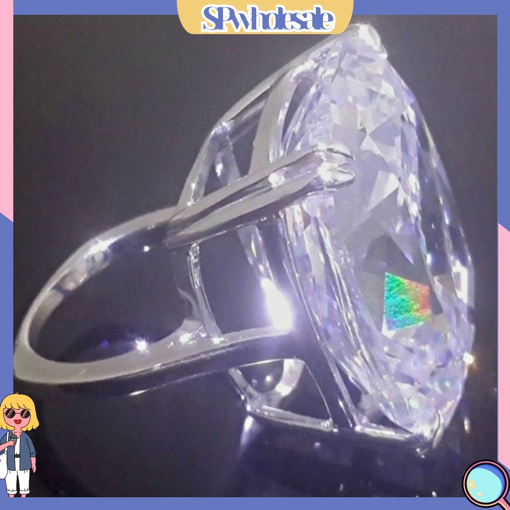 <SPwholesale> Nhẫn Cưới Đính Đá Zircon Hình Vuông Lớn Sang Trọng Dành Cho Nữ
