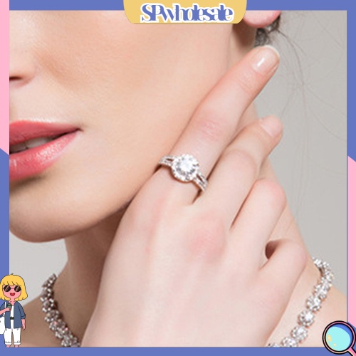 &lt;SPwholesale&gt; Nhẫn Mạ Bạc Đính Đá Zircon Sang Trọng