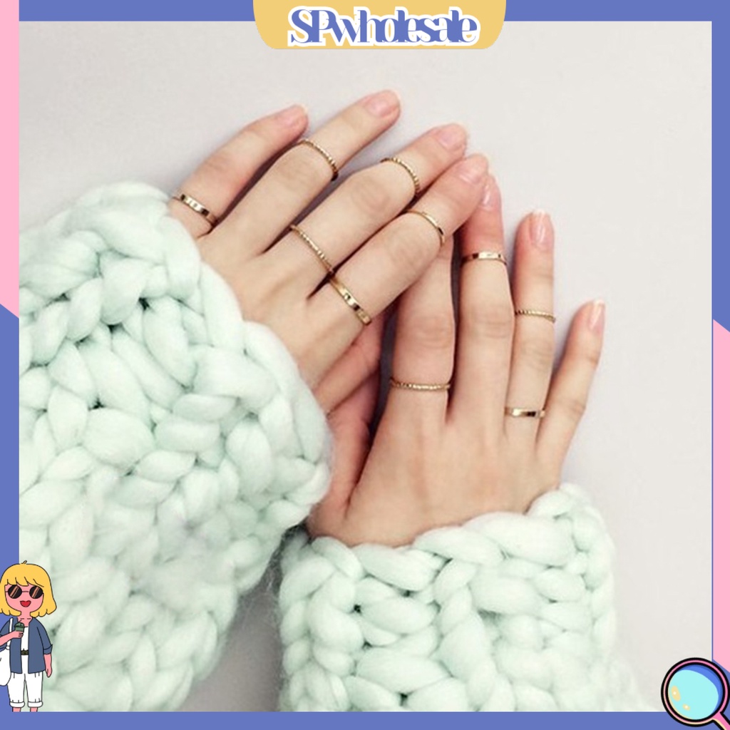 <SPwholesale> Set 10 Nhẫn Đeo Ngón Tay Nhẹ Nhàng Phù Hợp Với Mọi Loại Nhẫn Màu Tinh Khiết Dành Cho Nam Và Nữ