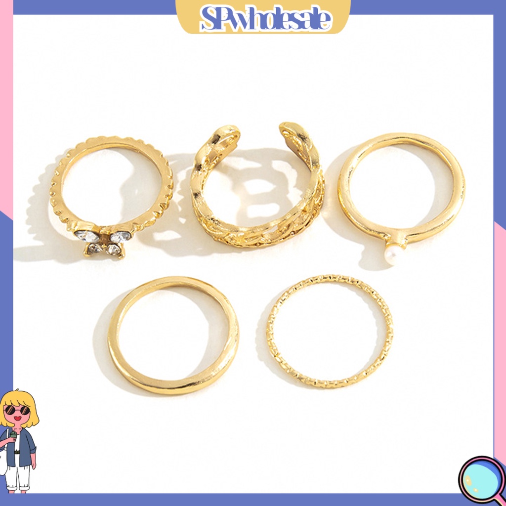 <SPwholesale> Set 5 Nhẫn Đeo Khớp Ngón Tay Vintage Cho Nữ