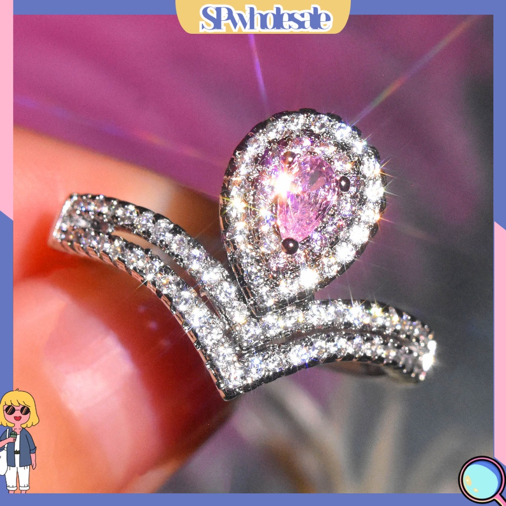 &lt;SPwholesale&gt; Nhẫn Hình Giọt Nước Giả Trang Sức Sáng Tinh Tế Cho Nữ Dự Tiệc