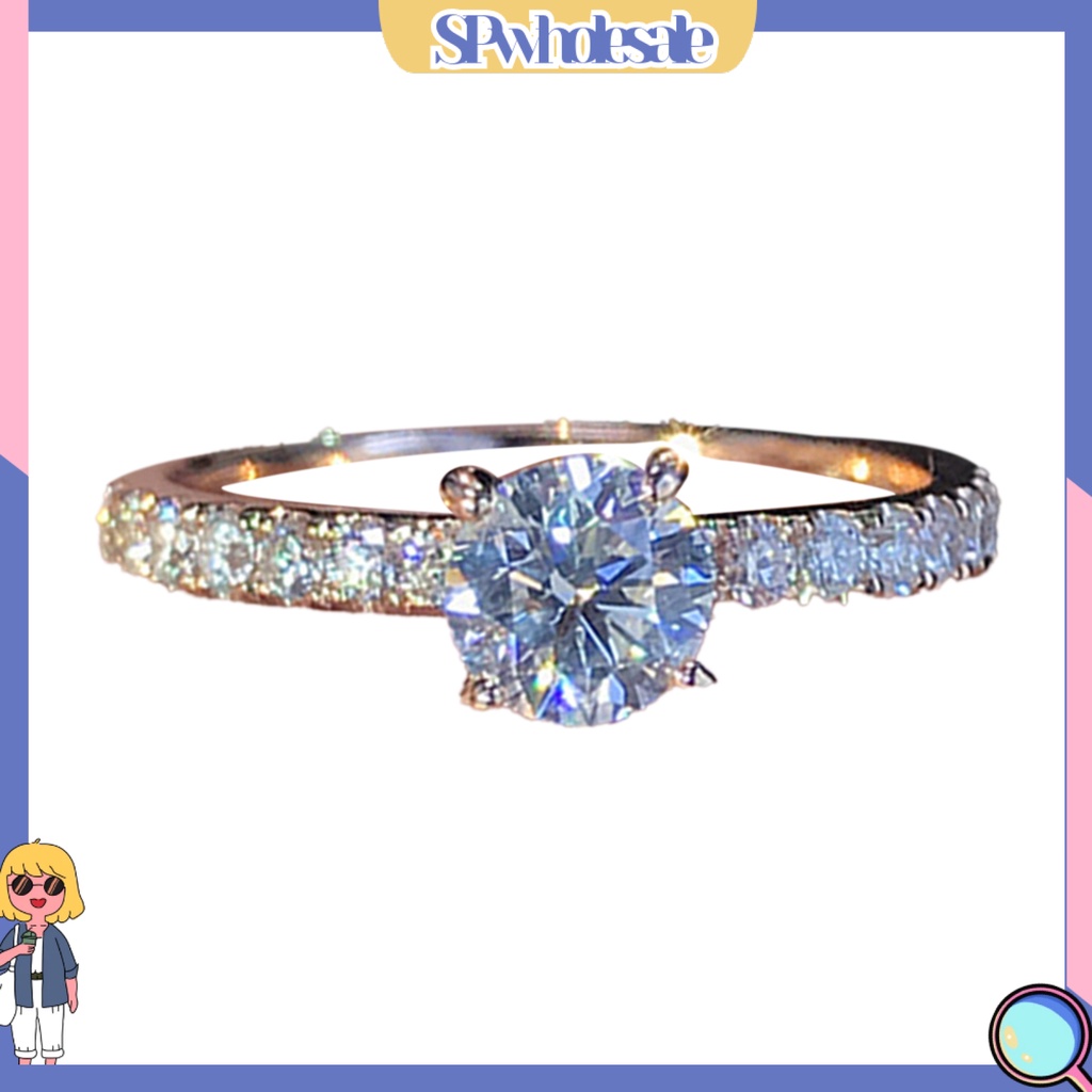 <SPwholesale> Nhẫn Đính Đá Lấp Lánh Phong Cách Cổ Điển Cho Cô Dâu