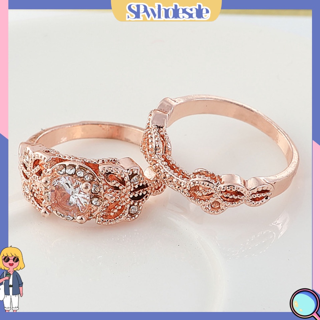 &lt;SPwholesale&gt; 1 Set Nhẫn Hợp Kim Đính Đá Phong Cách Vintage