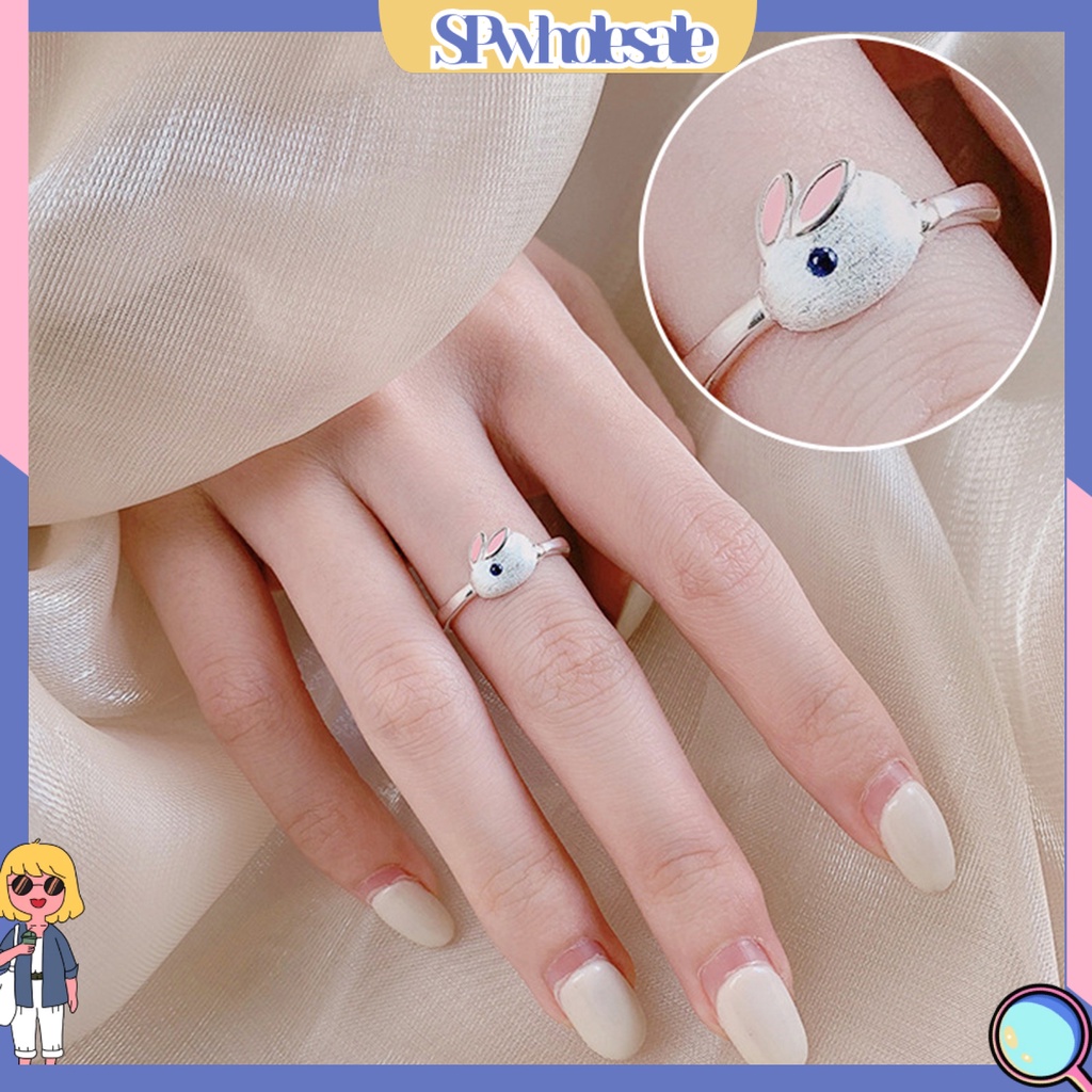 &lt;SPwholesale&gt; Nhẫn Hở Đính Đá Zirconia Hình Thỏ Dễ Thương Có Thể Điều Chỉnh Thiết Kế Trang Sức Thời Trang Làm Quà Tặng Năm Mới Cho Nữ