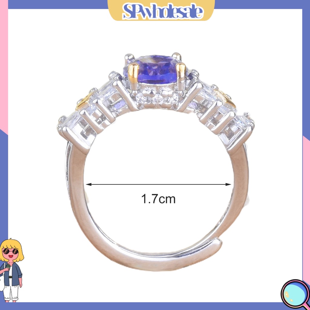 &lt;SPwholesale&gt; Nhẫn Hở Đính Đá Thạch Anh Tím Tinh Tế Có Thể Điều Chỉnh Kích Cỡ Cho Nữ