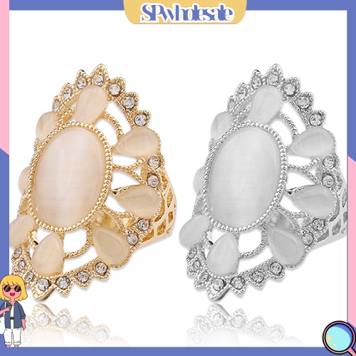 &lt;SPwholesale&gt; Nhẫn Đính Đá Opal Lớn Thời Trang Cho Nữ