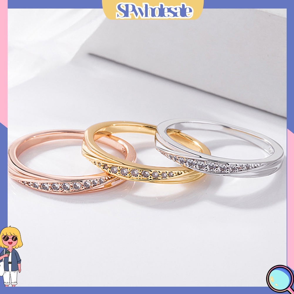 &lt;SPwholesale&gt; Nhẫn Đính Hôn Đính Đá Zircon Thời Trang Dành Cho Nữ