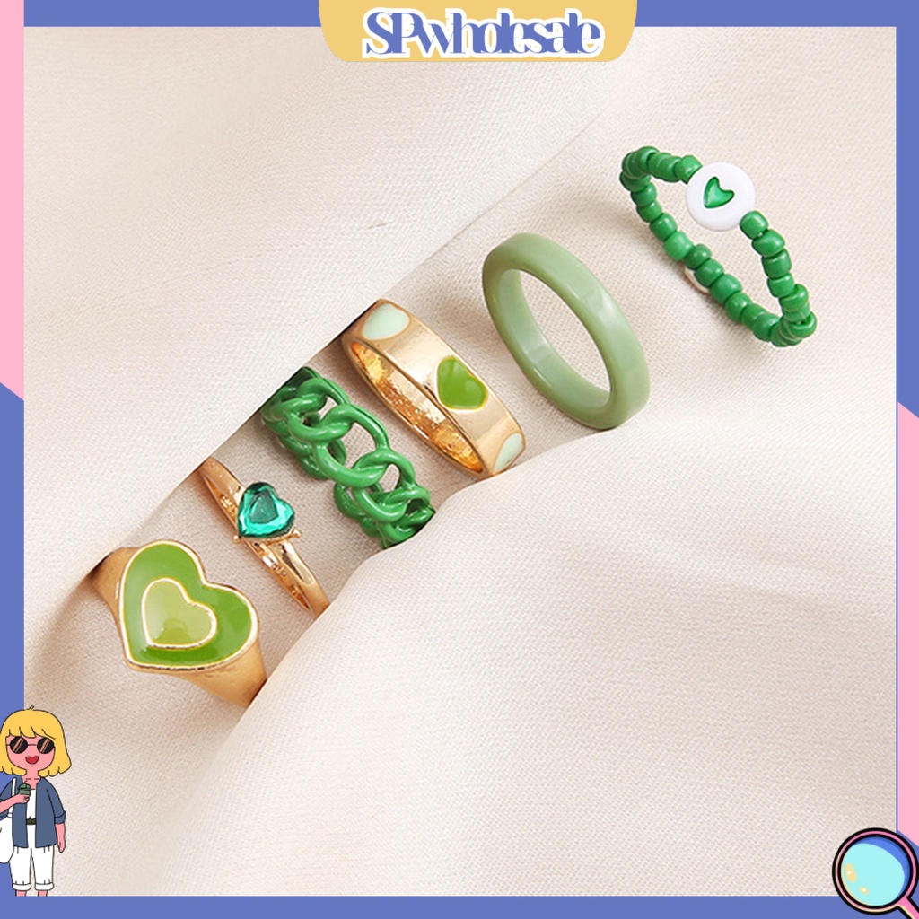 &lt;SPwholesale&gt; 1 Bộ Nhẫn Đeo Khớp Ngón Tay Hình Trái Tim Tinh Tế Thời Trang Dự Tiệc Cho Nữ