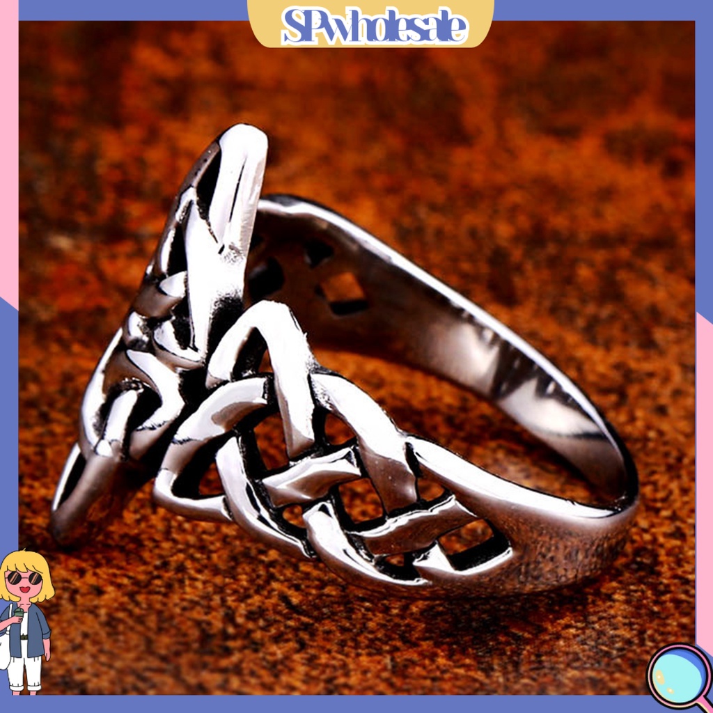 &lt;SPwholesale&gt; Nhẫn Đeo Tay Khắc Chữ Thập / Trái Tim / Thắt Nút Bằng Thép Không Gỉ Cho Nam