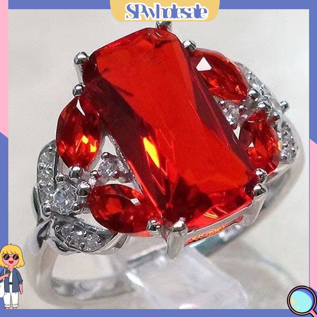 &lt;SPwholesale&gt; Nhẫn Hợp Kim Đính Đá Quý Nhân Tạo Sang Trọng Cho Nữ