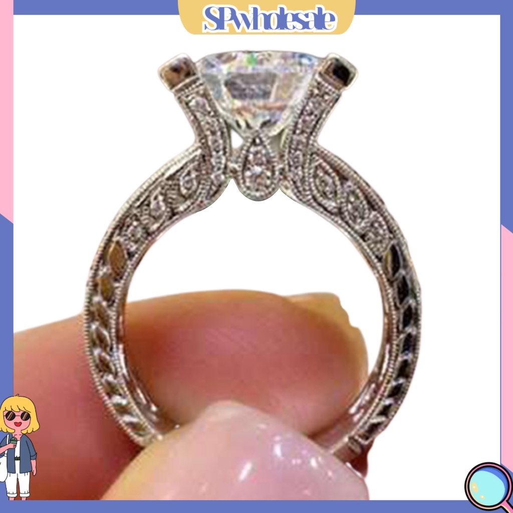 &lt;SPwholesale&gt; Nhẫn Đính Hôn Đính Đá Zircon Dành Cho Nữ
