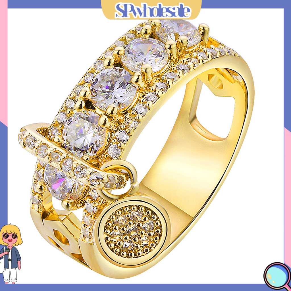 &lt;SPwholesale&gt; Nhẫn Hợp Kim Đính Đá Zircon Thời Trang Cho Nữ