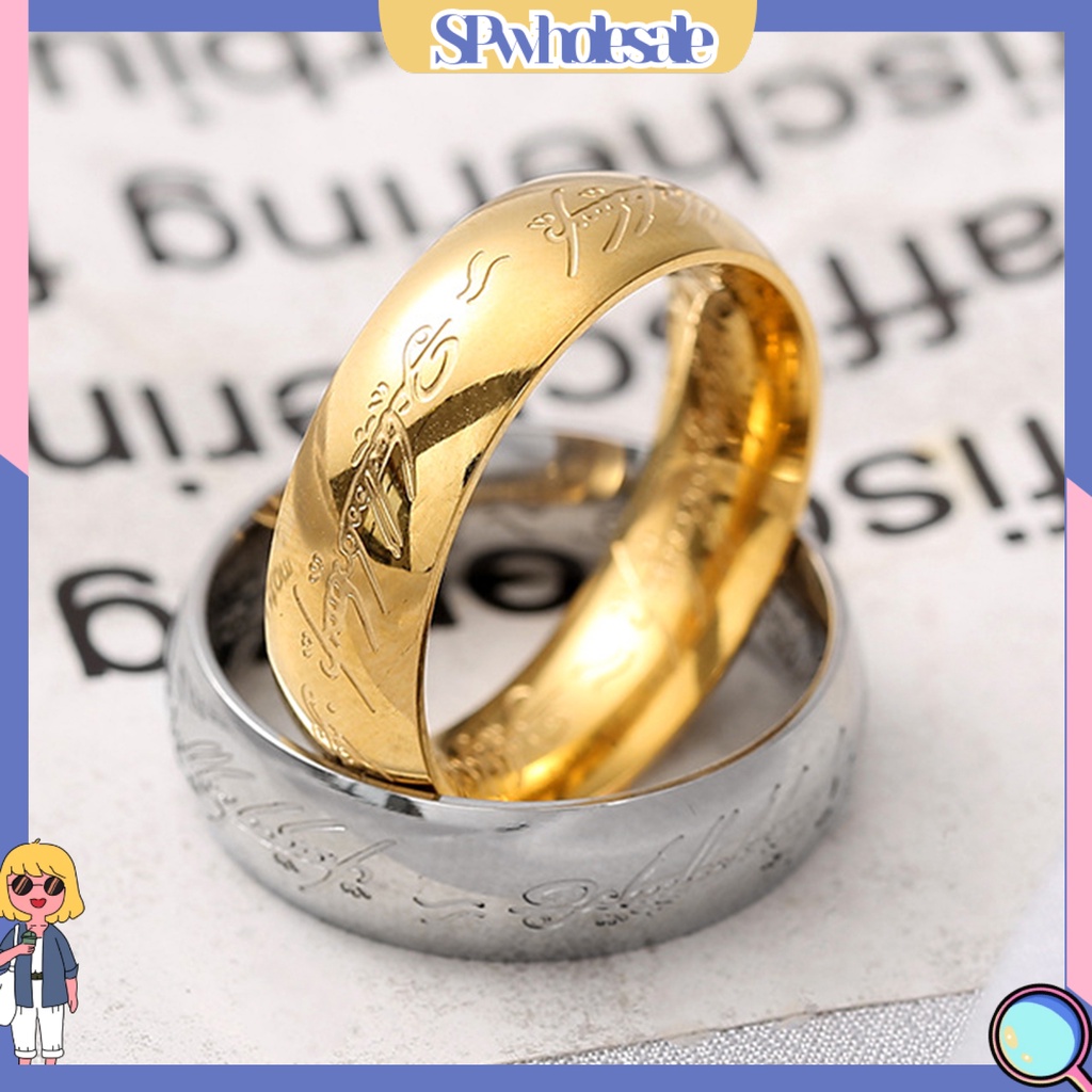 &lt;SPwholesale&gt; Nhẫn Đánh Bóng Chạm Khắc Tinh Xảo Sáng Bóng Phong Cách Âu Mỹ Màu Đen / Bạc / Vàng Kim Dành Cho Nam