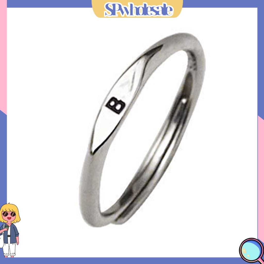 &lt;SPwholesale&gt; Nhẫn Tròn Khắc Chữ Tiếng Anh Thời Trang Mạ Điện Không Gây Dị Ứng Trang Trí Bề Mặt Mịn Thanh Lịch Trang Sức Midi Tối Giản Dành Cho Bạn Nữ