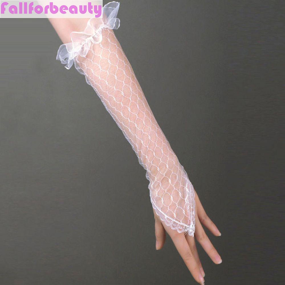 Đôi Găng Tay Ren Lưới Dài Co Giãn Thanh Lịch Cho Cô Dâu