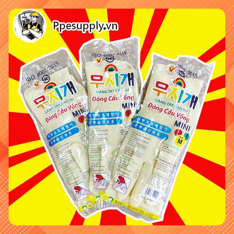 Găng tay rửa bát ✅Giá sỉ✅ Bao tay rửa chén, Găng tay cầu vồng Mini, cao su siêu dai, màu hồng, kem, vàng, 26cm