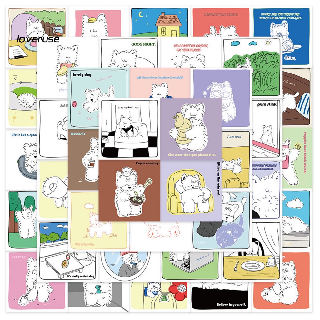 Set 40 Sticker Dán Trang Trí Laptop / Điện Thoại / Máy Tính Bảng DIY Hình Chú Chó Hoạt Hình Graffiti Chống Nước