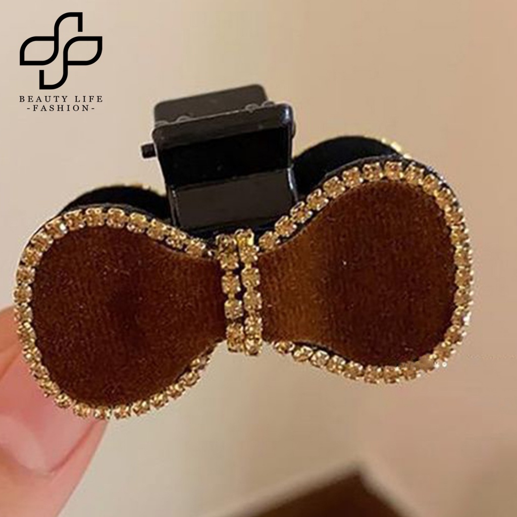 Kẹp Tóc Nơ Đính Đá Bằng Thép Không Gỉ Thời Trang