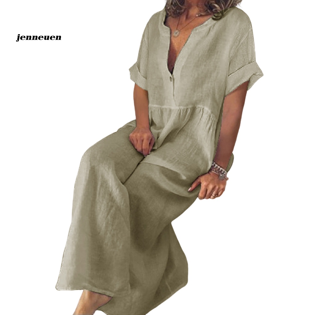 Jen Mùa Hè Váy Maxi Màu Trơn