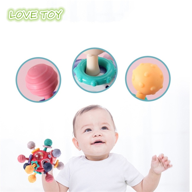 Đồ Chơi Bóng Mềm Có Vòng Đeo Ngón Tay Dành Cho Bé Mọc Răng Kèm Hộp Đựng