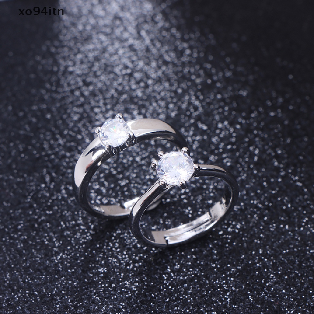 1 Cặp Nhẫn Đính Hôn Unisex Đính Đá Cổ Điển Có Thể Điều Chỉnh Kích Thước