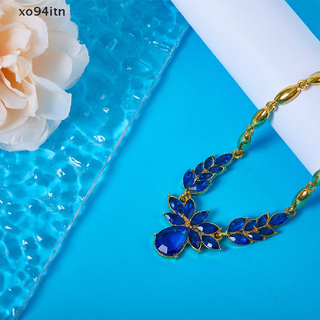 Bộ Vòng cổ + Bông Tai Hợp Kim Acrylic Đính Pha Lê Hình Hoa Xinh Xắn Cho Nữ
