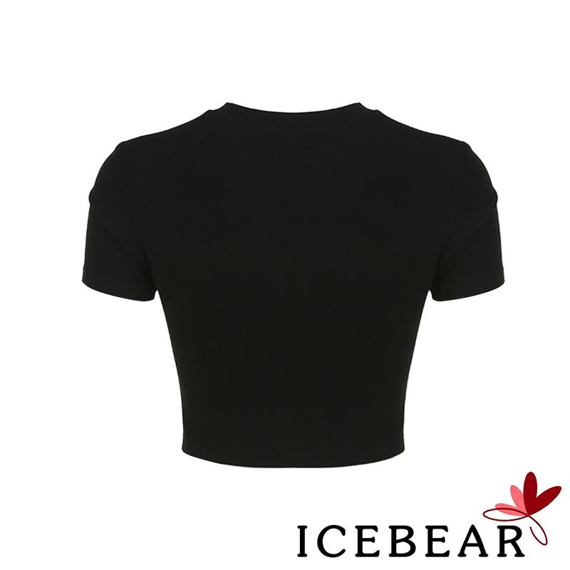 Áo Thun Crop Top Tay Ngắn Cổ Tròn Màu Sắc Đơn Giản Cho Nữ