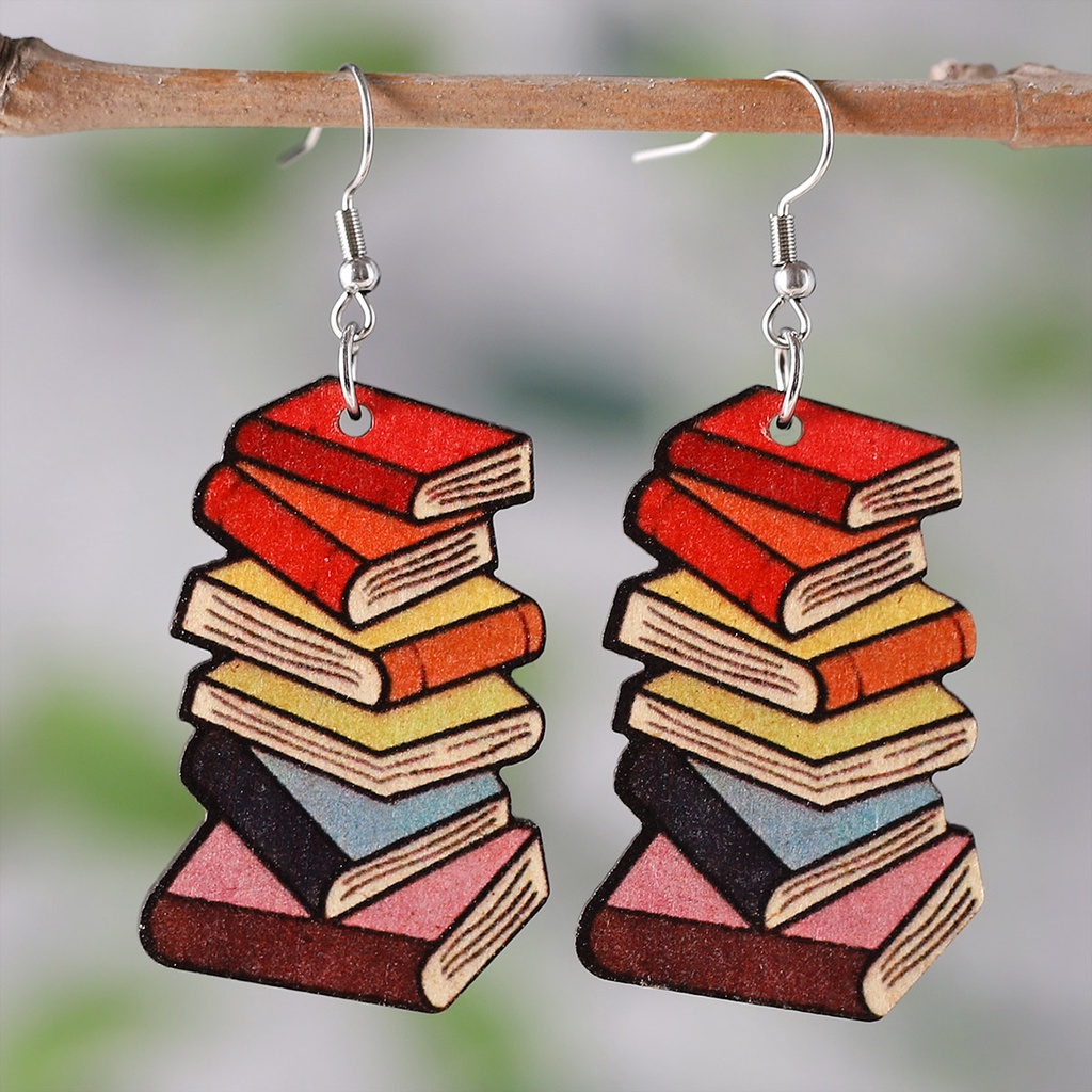 Khuyên Tai Móc Mặt Gỗ Hình Quả Táo Hoạt Hình Yanqueens Dễ Thương Cổ Điển Làm Quà Tặng Ngày Nhà Giáo