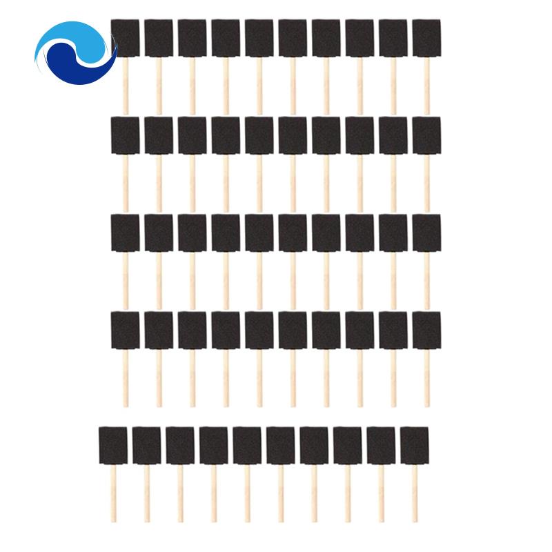 Bộ 50 Cọ Xốp 2 Inch Tay Cầm Bằng Gỗ Dùng Sơn Móng Acrylic / Vết Bẩn / Đánh Bóng Nghệ Thuật