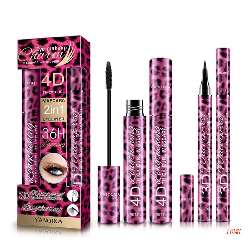 Set Mascara Sợi Tơ Kèm Bút Kẻ Mắt Dạng Lỏng Trang Điểm Chuyên Nghiệp