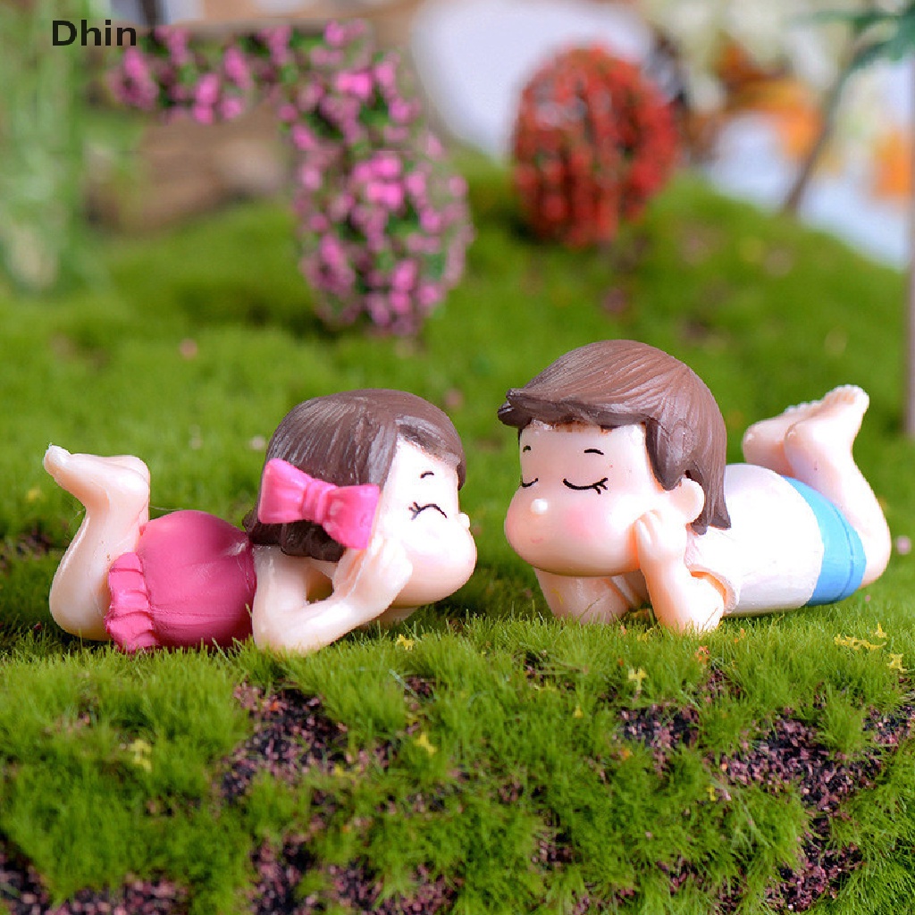 1 Cặp Tượng Cặp Đôi Nằm Mini Dùng Trang Trí Tiểu Cảnh DIY