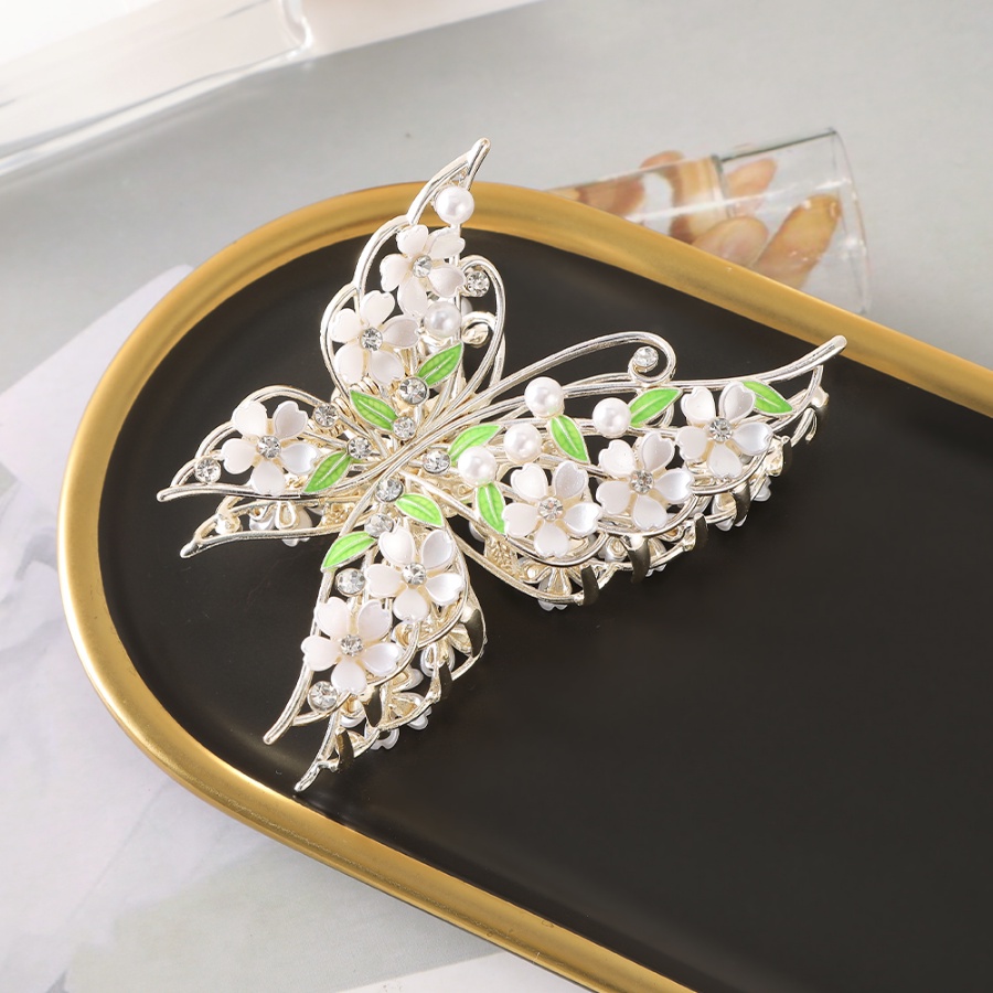 Kẹp Tóc Hình Hoa &amp; Bướm Bằng Kim Loại Đính Ngọc Trai Cho Nữ