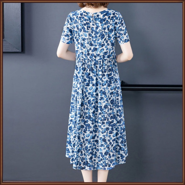 Đầm Cổ Tròn Tay Ngắn In Họa Tiết Độc Đáo Thời Trang Mùa Hè Xinh Xắn Cho Nữ