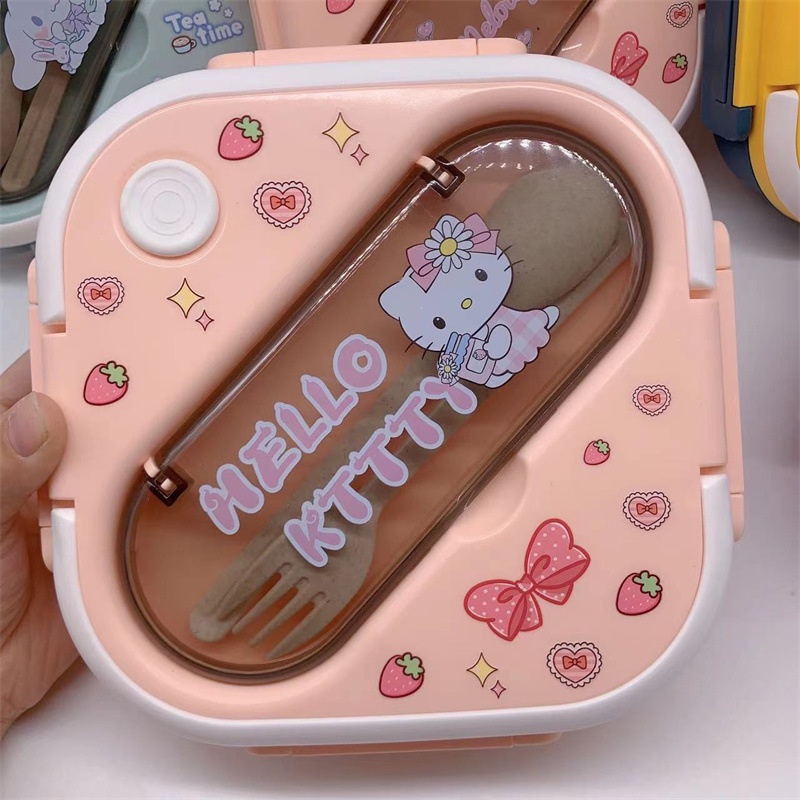Phim Hoạt Hình Sanrio Hộp Cơm Trưa Sinh Viên Dùng Trong Lò Vi Sóng Bằng Nhựa Kèm Nĩa Và Thìa Hộp Cơm Giữ Tươi Dễ Thương Cho Công Nhân Văn Phòng Hộp Cơm Bento | Cici01