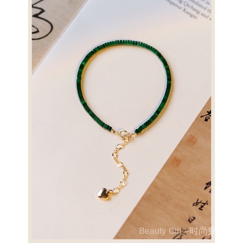 {Spring New Arrival} Vòng Tay Đơn Phong Cách Hình Học Malachite Tối Ưu Cho Nữ