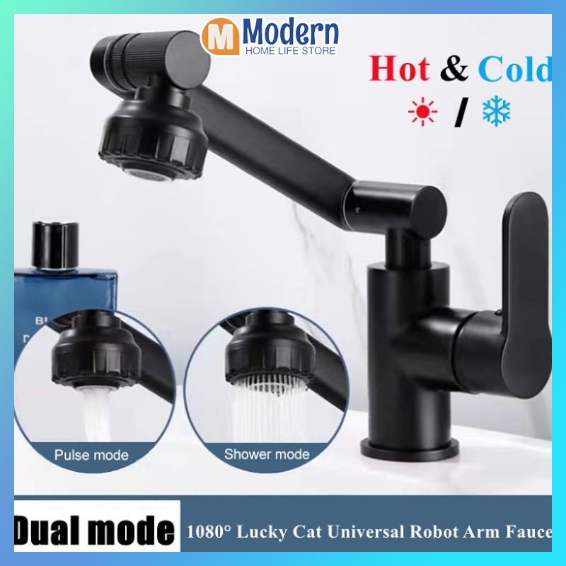 [Nâng Cấp 2023] Phổ Quát 1080° Vòi Nước Nóng Lạnh Hình Mèo May Mắn Bằng Thép Không Gỉ