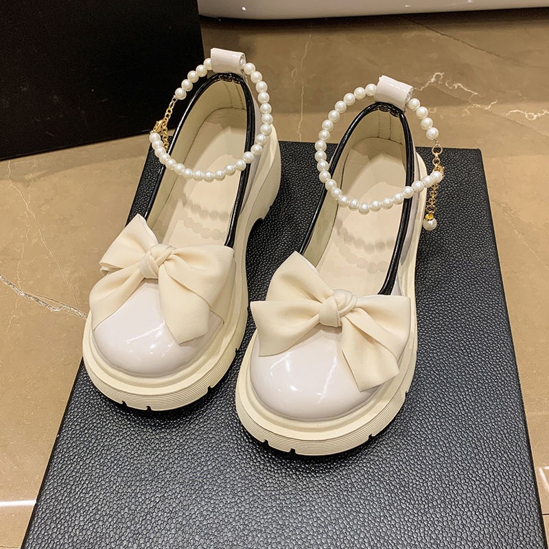 Giày Da Đế Dày Phong Cách Retro Pháp Thời Trang Mùa Xuân 2023 Cho Nữ