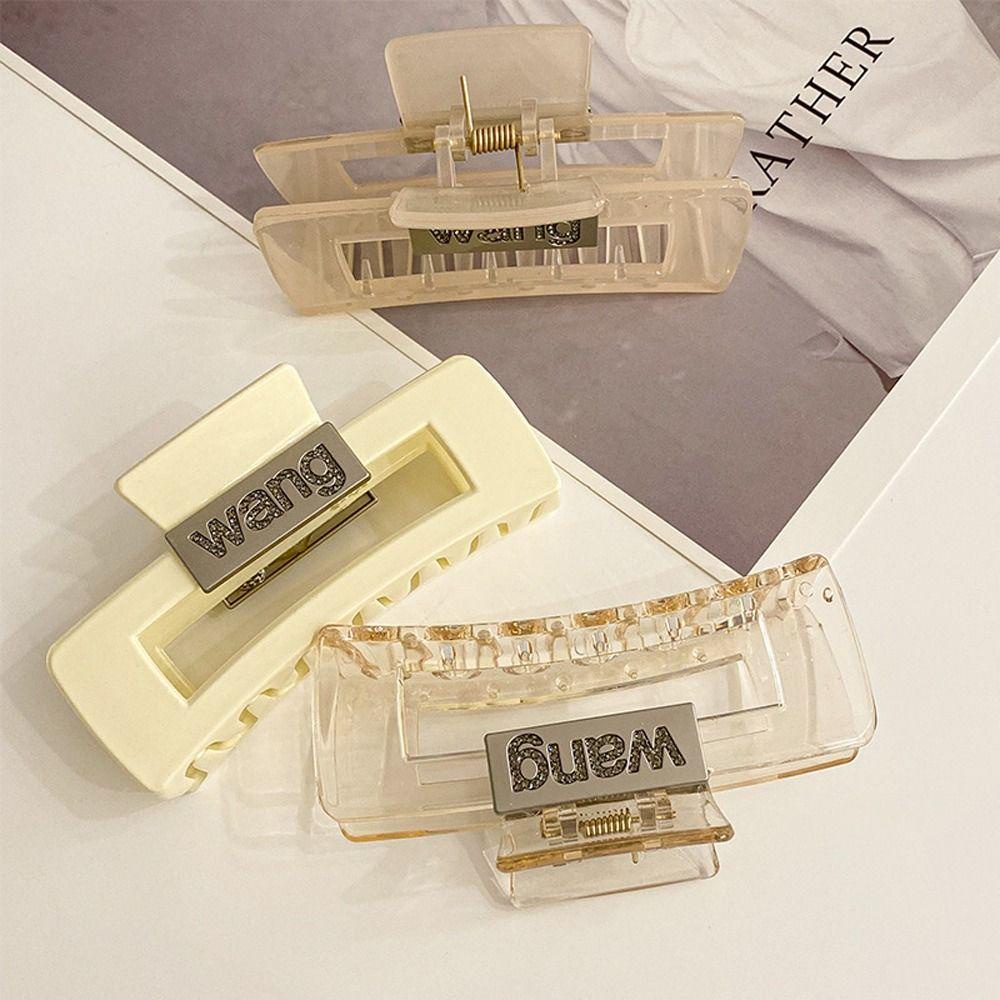 Kẹp Tóc Đuôi Ngựa Bằng Acrylic Trong Suốt In Chữ Wang Phong Cách Hàn Quốc MXMUSTY