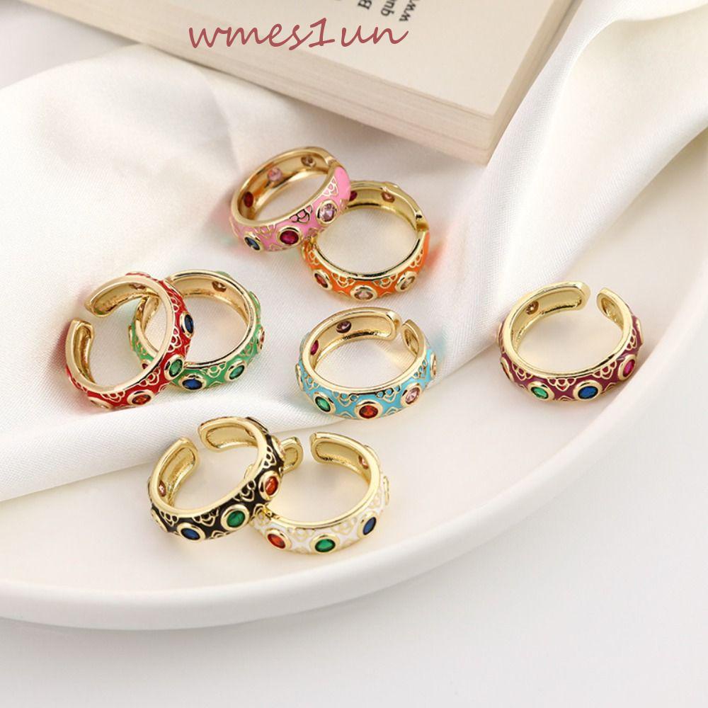 Nhẫn Đeo Tay WMES15H Họa Tiết Hình Học Phong Cách Vintage Dành Cho Nam Và Nữ|Nhẫn Đính Đá Zircon Thời Trang Sang Trọng