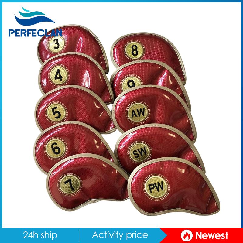 Bộ 10 Bọc Đầu Gậy Đánh Golf Bằng Da PU 3-9 AW Pwk SW