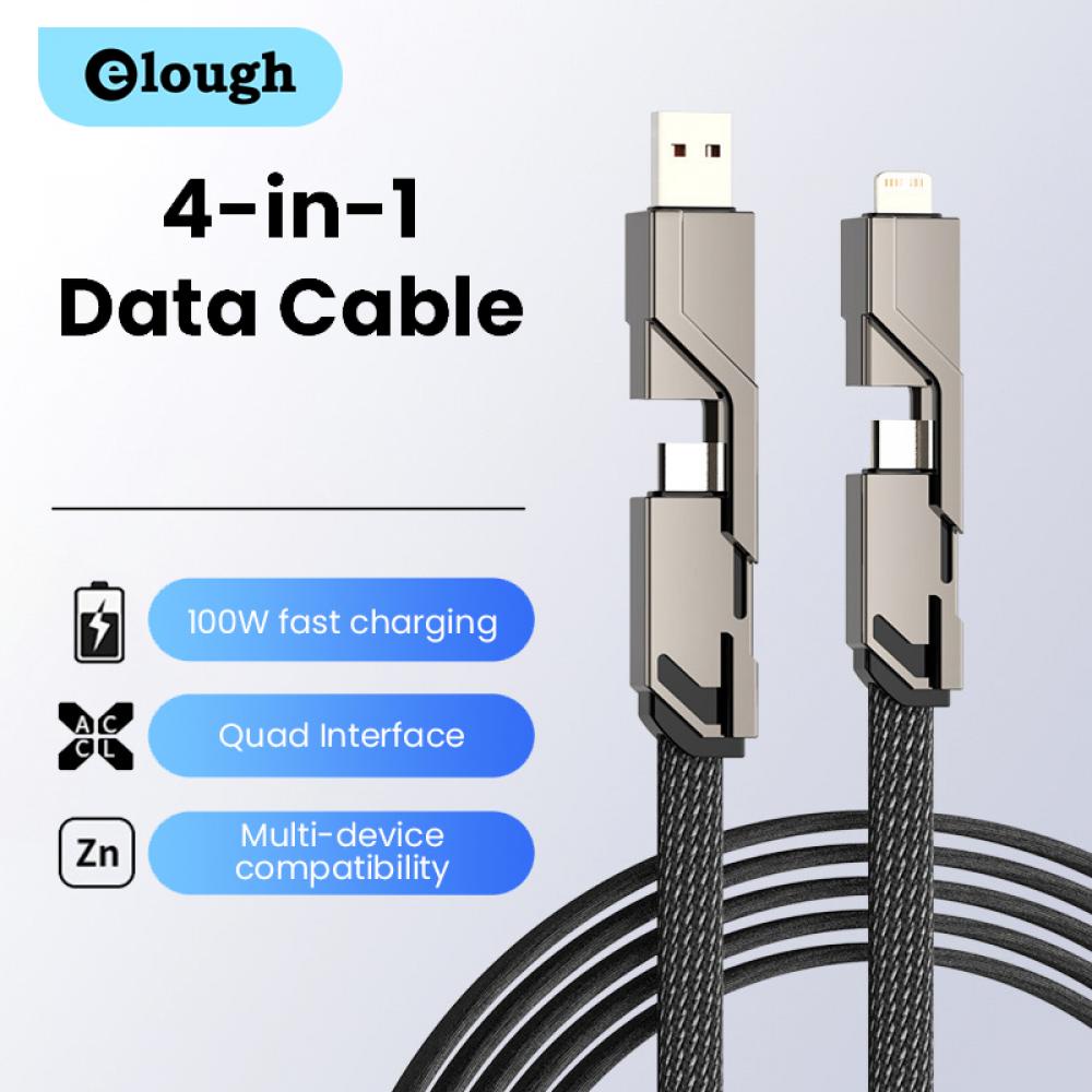 Cáp Sạc Nhanh Elough Chuẩn Type C Usb C/ L 4 Trong 1 100W Cho Điện Thoại