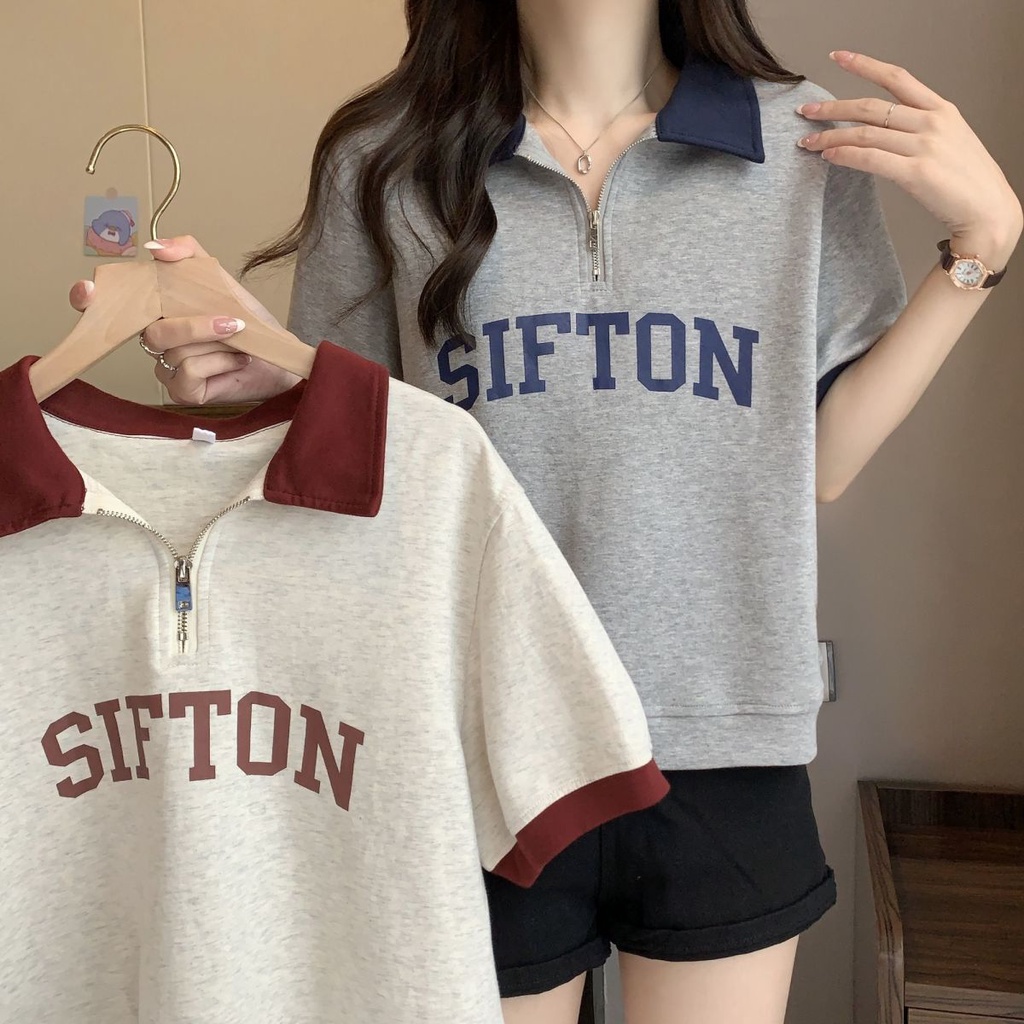 Áo polo Tay Ngắn Dáng Rộng In Họa Tiết Thời Trang Mùa Hè Xinh Xắn Cho Nữ