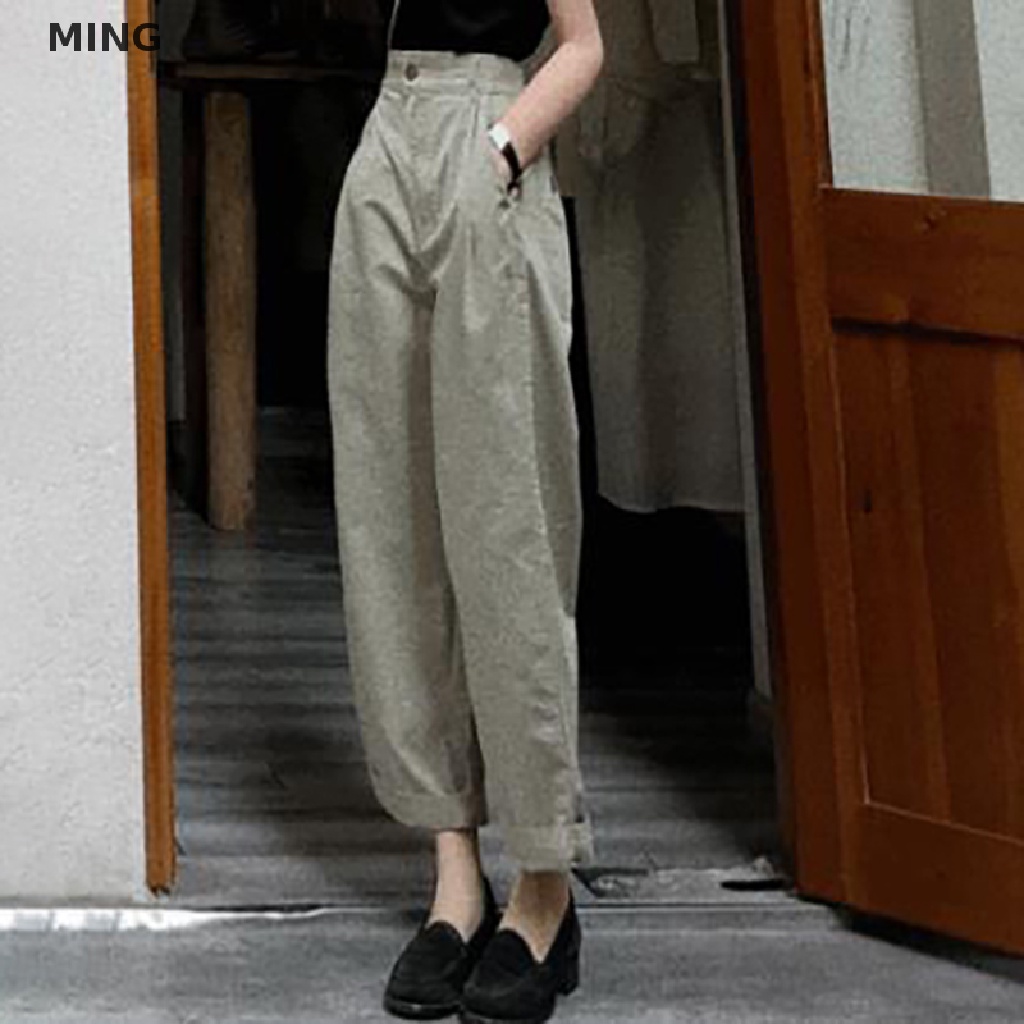 Quần Dài Dáng Rộng Màu Trơn Phối Dây Rút Phong Cách Harajuku Vintage Đường Phố Cá Tính