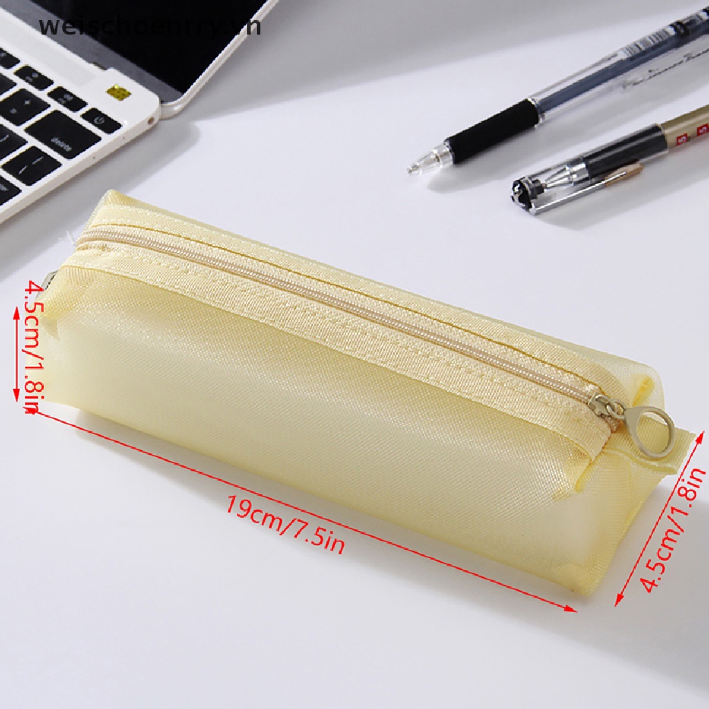 Túi Lưới Đựng Bút Trong Suốt Có Khóa Kéo Tiện Dụng Mang Theo Du Lịch