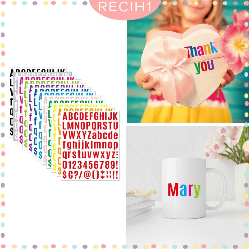 Miếng Dán Vinyl In Chữ Và Số 1 inch Nhiều Màu Sắc Trang Trí Tường / Cửa Sổ