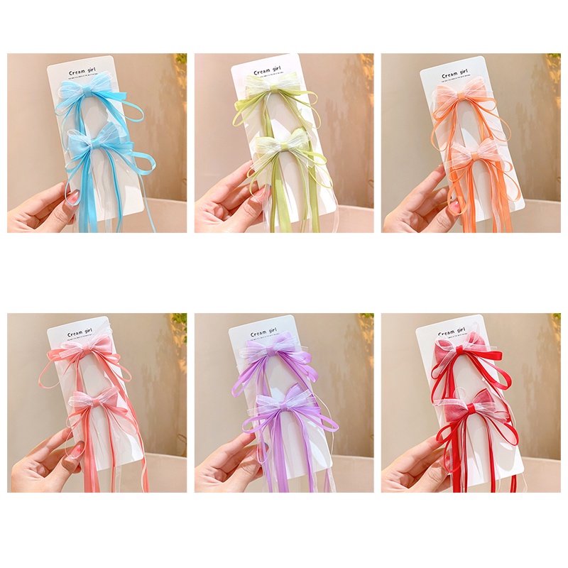 Kẹp Tóc Đính Nơ Ruy Băng Tua Rua Nhiều Màu Thời Trang Hàn Quốc Cho Bé Gái
